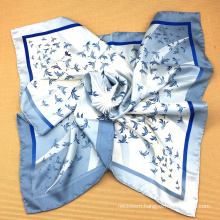 High Quality Twill Silk Hand Printing with Custom Logo Ladies Scarves